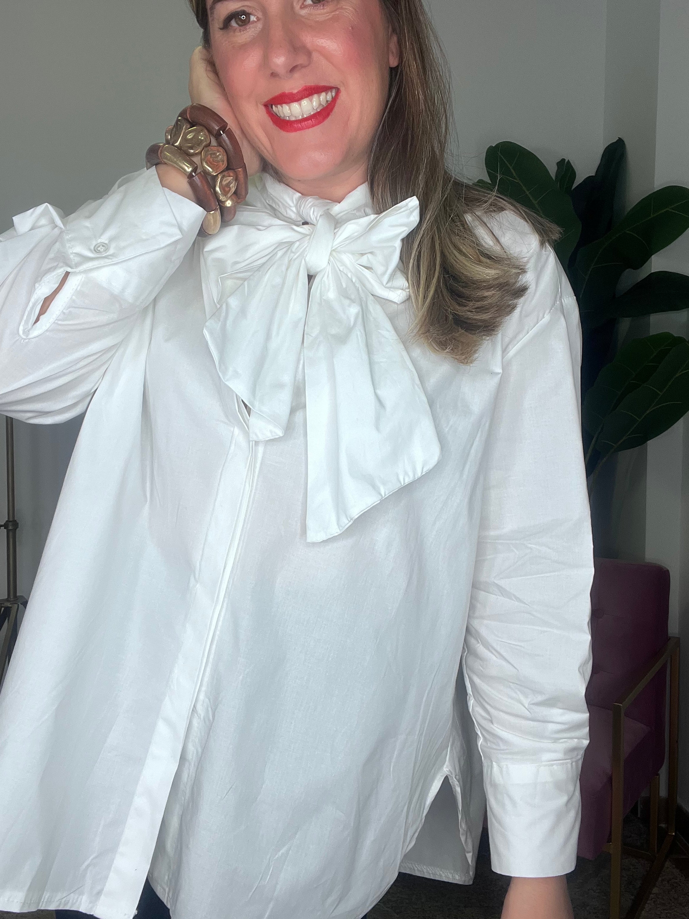 Camisa Over Lazada Blanco