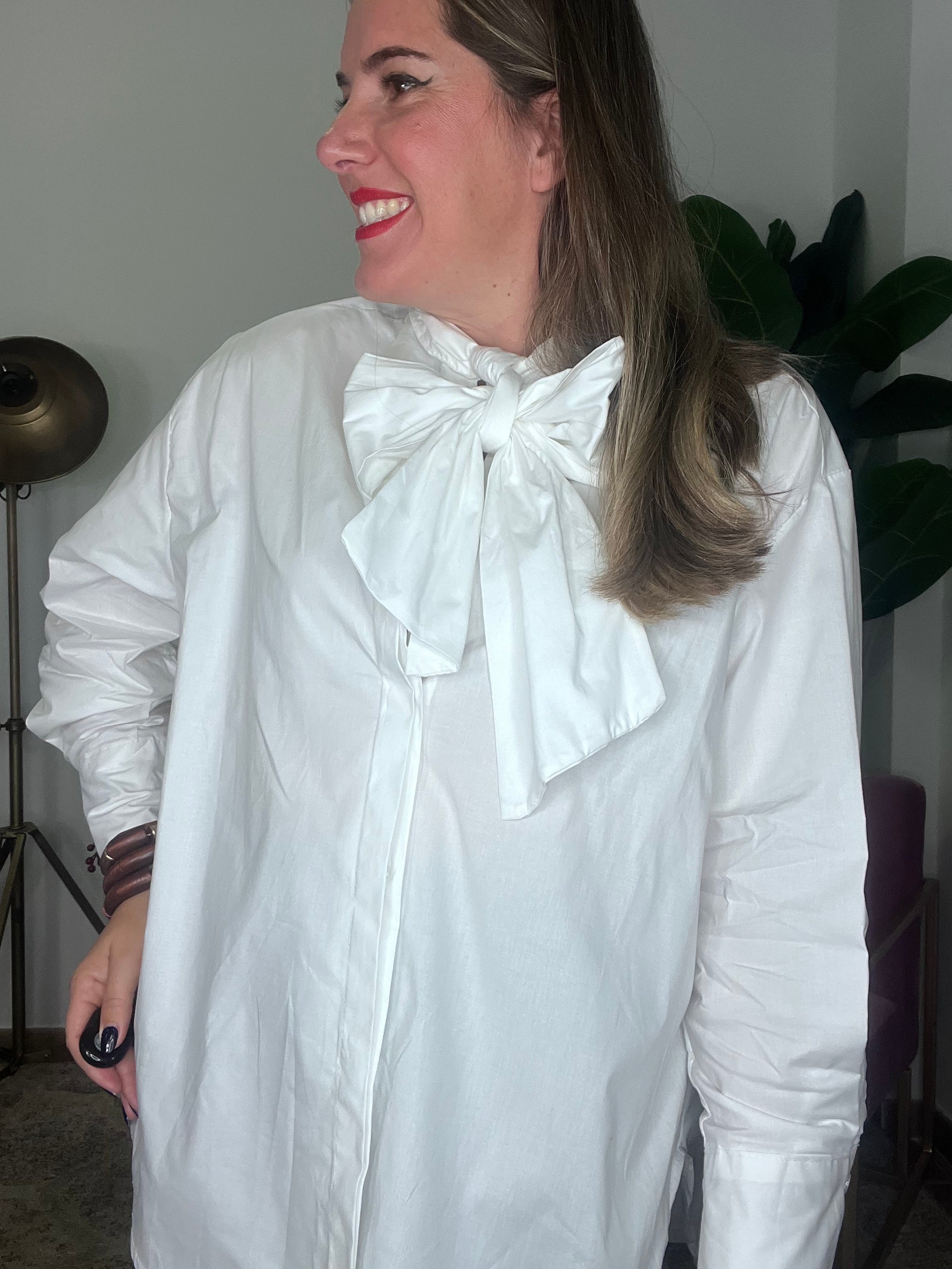 Camisa Over Lazada Blanco