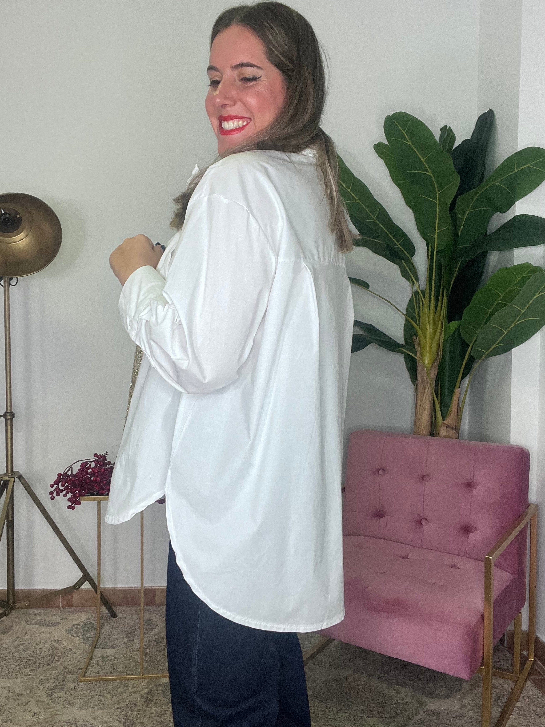 Camisa Over Lazada Blanco