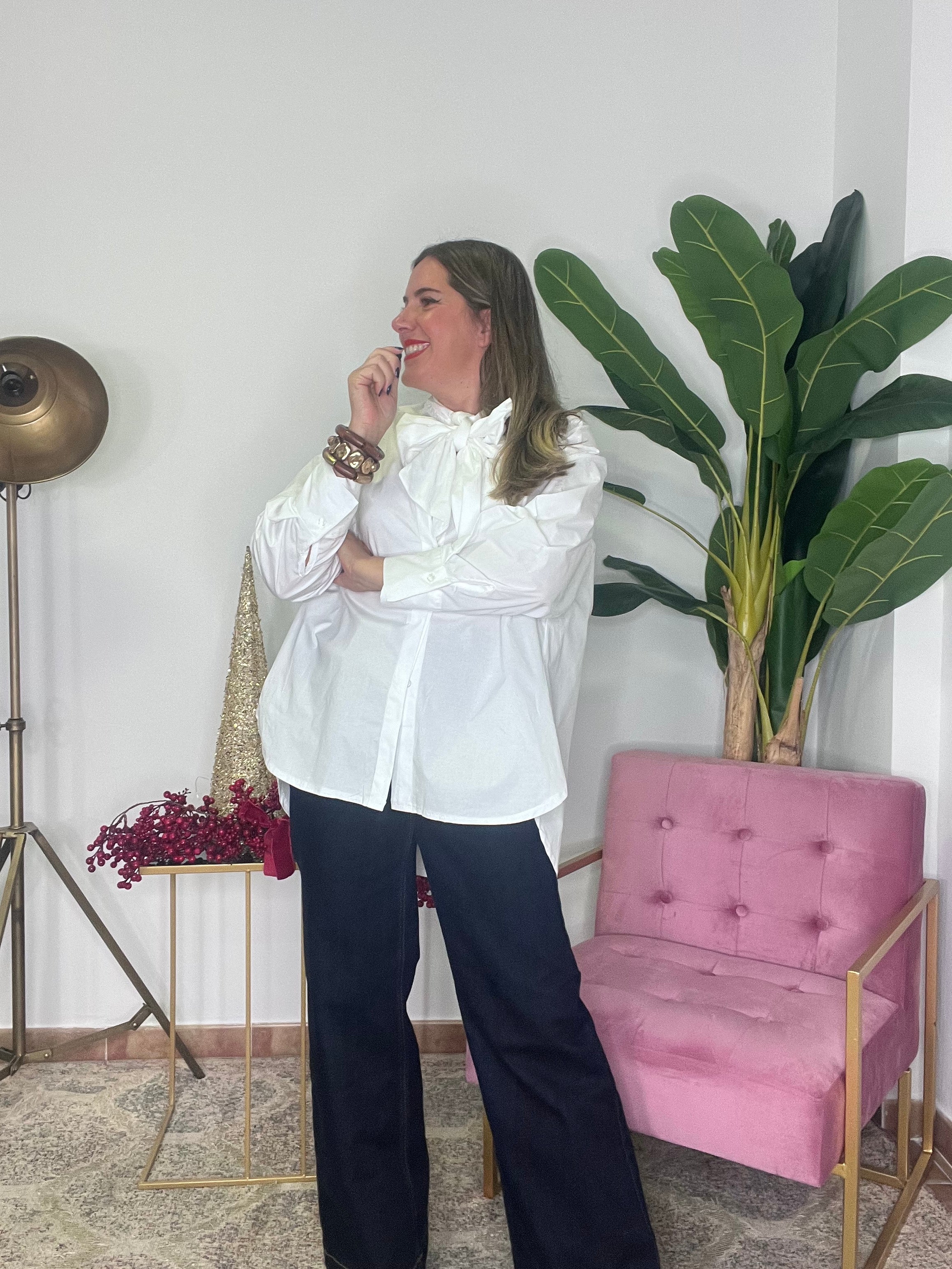 Camisa Over Lazada Blanco