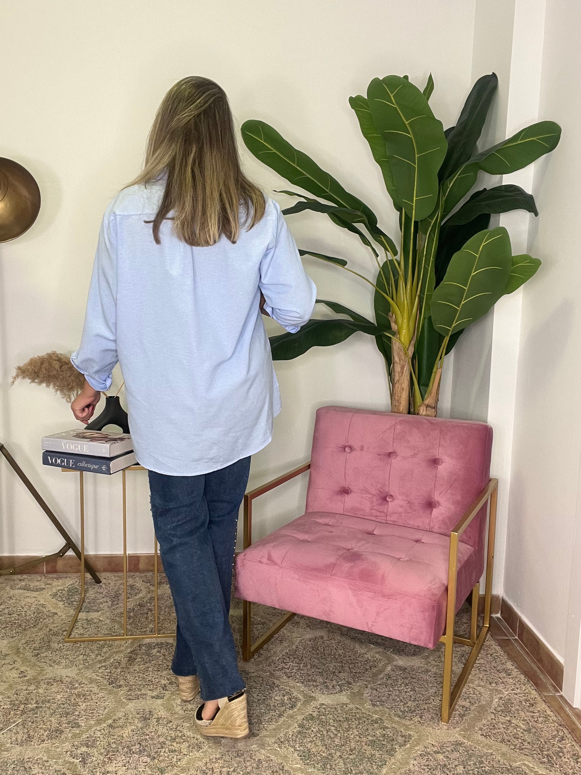 Camisa Basic Over Celeste